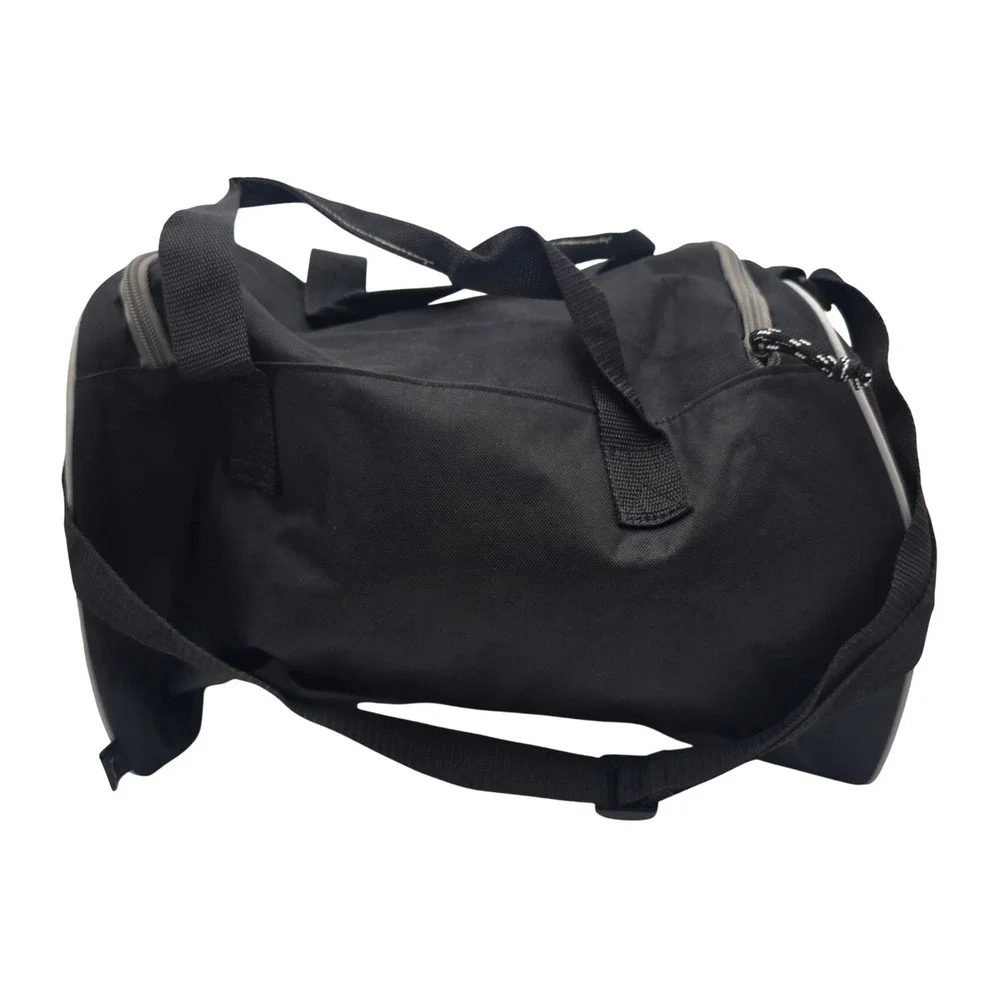 Powerade Black Canvas Athletic Duffel Gym Bag Reflective Trim Shoulder Strap - Picture 3 of 10